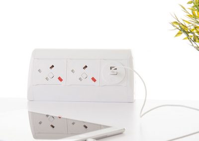 Pearl White Stylish Desktop Power Sockets Usb Charging Oe